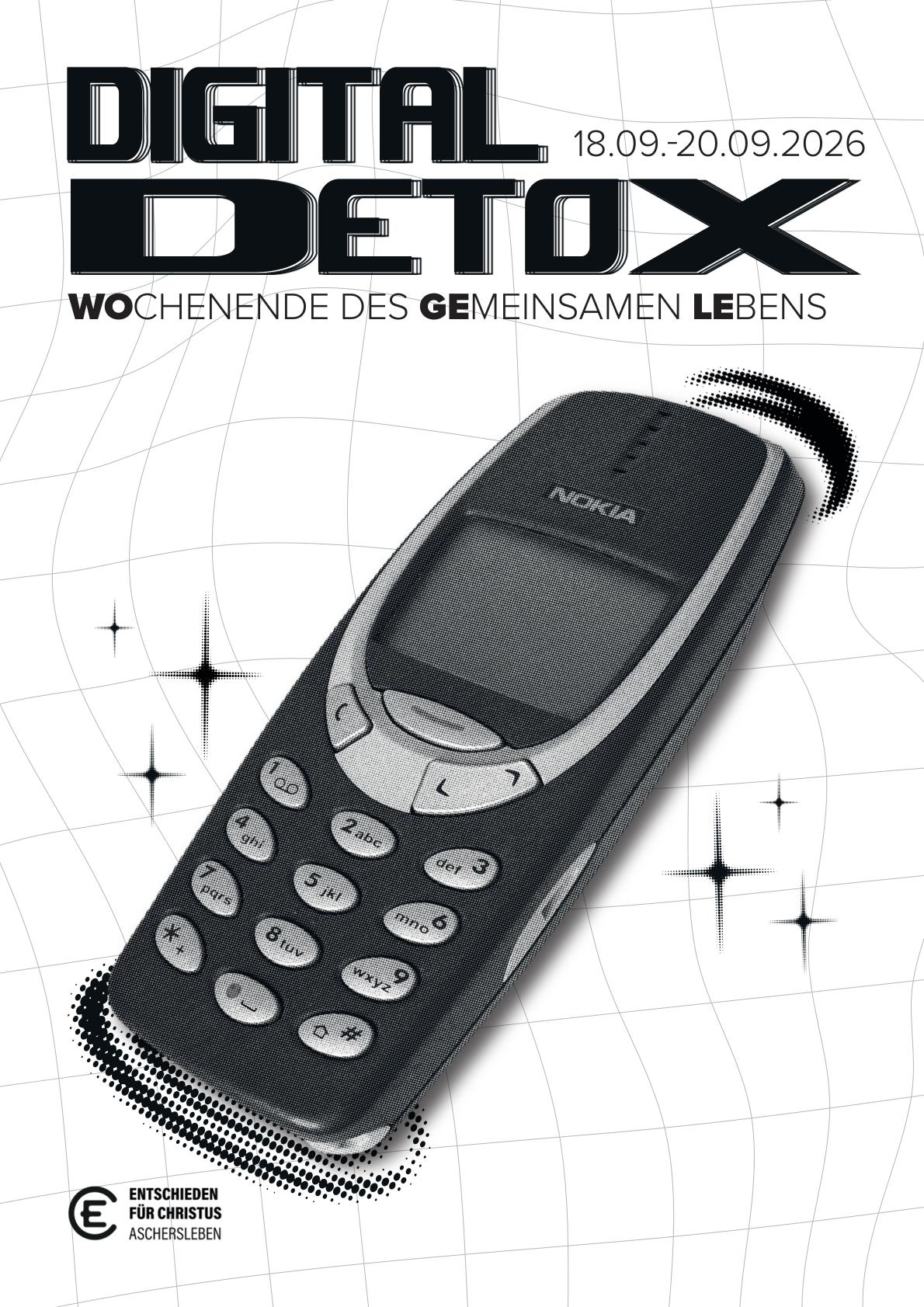 ein Nokia Handy mit der Überschrift "Digital Detox"